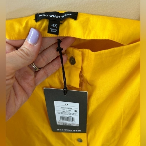 Who what wear nwt yellow cotton tiered tie strap midi dress 4X pockets - Picture 4 of 7